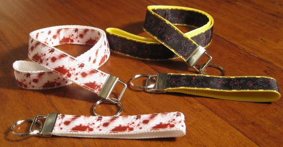 CLEARANCE CSI Lanyard, Blood Spatter, Dexter inspired Lanyard, Badge Holder,CSI Student id holder,Keychain,Crime Scene Wristlet, Gift