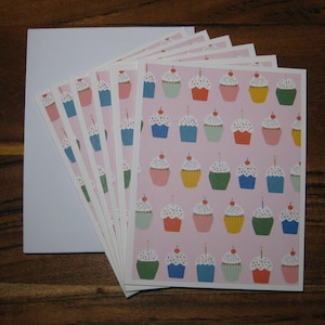Cupcake notecards, set of 6 Boxed blank notecards, handmade bakery note cards, notecards w/envelopes, blank note cards, Teacher Gift