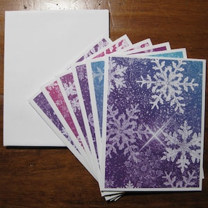 Snowflake card set of 6, Boxed blank notecard set,handmade note cards, notecards w/envelopes, Galaxy note cards, Stocking stuffer,Xmas gift