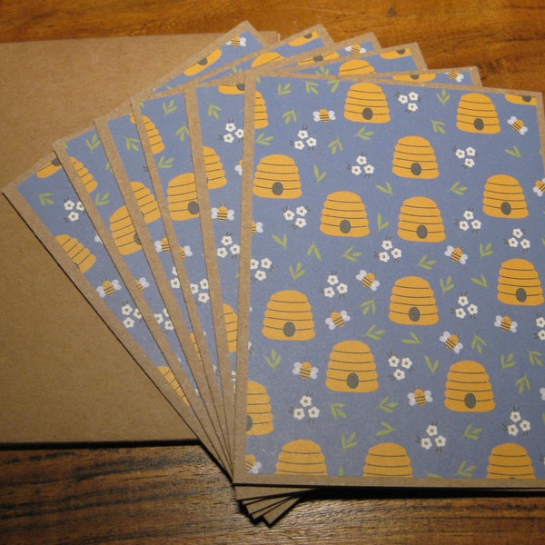 Beehive notecards, set of 6 Boxed blank notecards, handmade nature note cards, Bee notecards w/envelopes, blank note cards, Teacher Gift