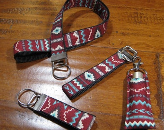 Boho Aztec Lanyard: Fabric ID Badge Holder, Keychain & Lip Balm Holder