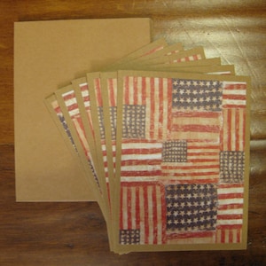 CLEARANCE American flag note card set of 6, Boxed blank notecard set, handmade ,Old glory notecards, Flag print note cards, Chemo Gift,