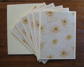 Daisy-notitiekaarten: handgemaakt bedankcadeau met bloemen, set van 6 inch