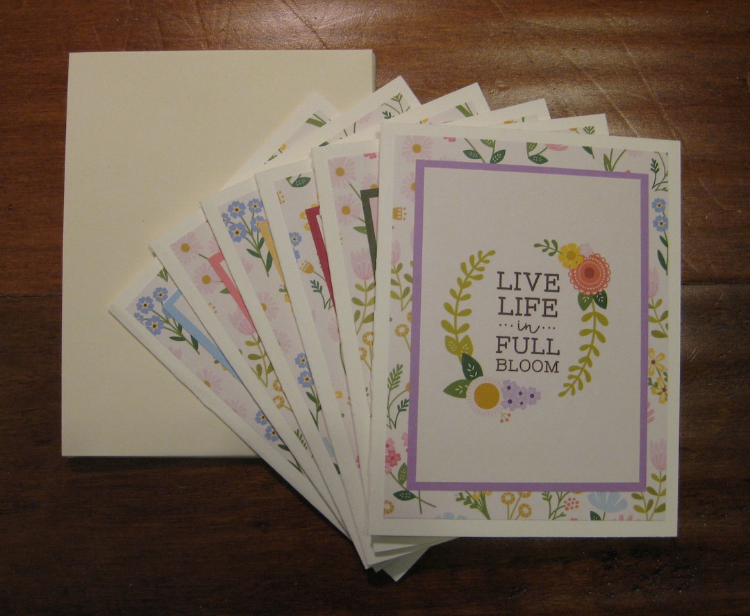 Spring Note Card Assortment Set of 6, Boxed Blank Notecards, Handmade