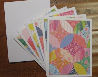 CLEARANCE Colorful Quilt note cards,  set of 6 Boxed blank notecards,  handmade notecards w/envelopes,Blank note cards, Chemo gift,thank you