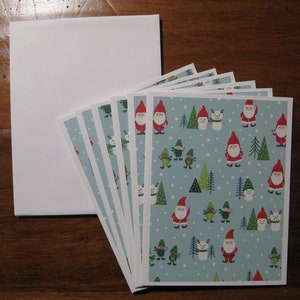 Xmas Gnomes card set of 6, Boxed blank notecard set,handmade note cards, notecards w/envelopes,Blank note cards, Stocking stuffer,Xmas gift
