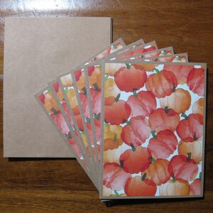 Watercolor Pumpkin note card set of 6, Boxed blank notecard set, handmade note cards, blank notecards w/ envelopes, Halloween cards,gift