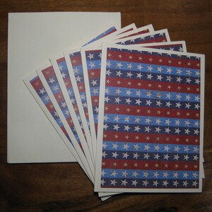Conjunto de 6 cartões de nota em branco com estrelas e listras, cartões feitos à mão, cartões de nota com envelopes, cartões de nota em branco, convites para festas, notas de agradecimento