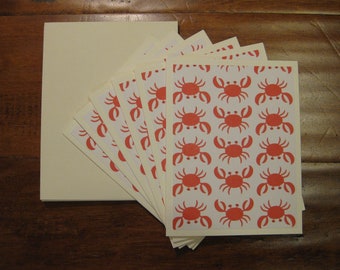 LIQUIDAZIONE Set di 6 biglietti di auguri Red Crab, set di biglietti vuoti in scatola, biglietti fatti a mano con buste, biglietti vuoti, biglietti del Maryland, regalo