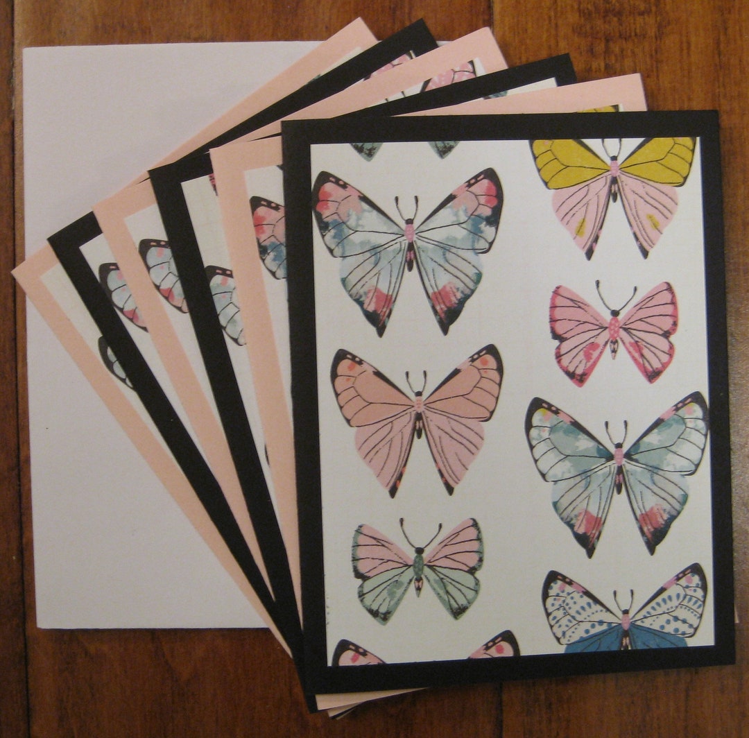 CLEARANCE Butterfly Note Cards, Set of 6 Boxed Blank Notecards ...