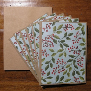 Leaves and Berries notecards, set of 6 Boxed blank notecard set, handmade note cards, notecards w/envelopes,blank note cards, Thank you Gift
