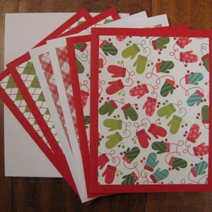 Christmas note card set of 6, Boxed blank notecard set, handmade note cards, notecards w/ envelopes,Winter blank note cards,Plaid notecards