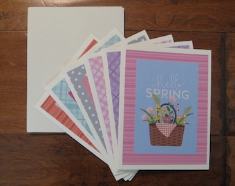 Spring note card assortment set of 6, Boxed blank notecard set, handmade note cards, notecards w/ envelopes,thank you cards, Teacup cards