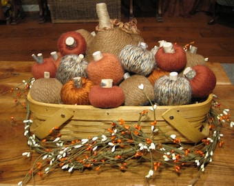 Yarn Wrapped Mini Pumpkins: Rustic Fall Decor, Bowl Filler Set