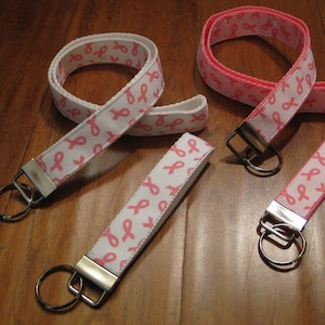 Pink Ribbon Lanyard: Breast Cancer Awareness ID Badge Holder