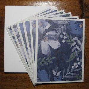 Notitiekaarten met bloemen, set van 6 blanco kaartenset in doos, handgemaakte kaarten, blanco kaarten met bloemen en bessen met enveloppen bedankje
