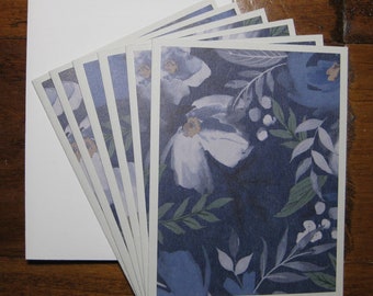 Notitiekaarten met bloemen: handgemaakte blanco kaarten met bloemen en bessen, set van 6 inch