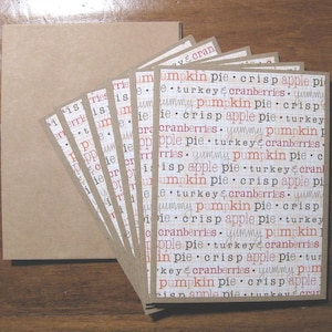 Autumn words note card set of 6, Boxed blank notecard set, handmade note cards, notecards w/ envelopes, Blank note cards, Thanksgiving cards