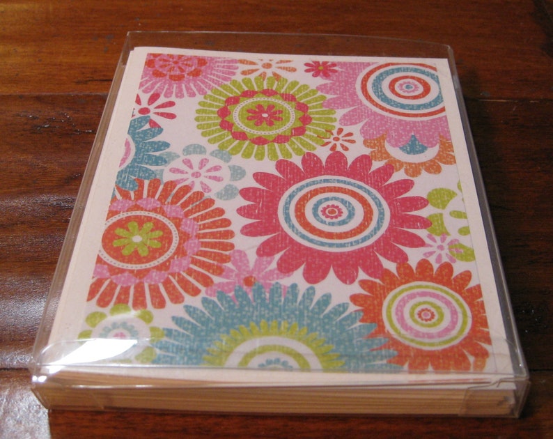 Colorful Mandala note card set of 6 handmade note cards notecards w envelopes,Stripe note cards,Thank you Gift Boxed blank notecard set