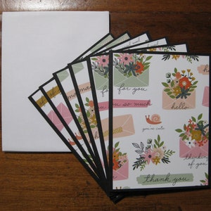 Happy Mail Notecard Set: Floral Envelopes, Handmade Thank You Cards