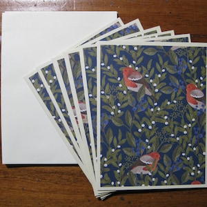 Birds and Berries-kaarten, set van 6 blanco kaartenset in doos, handgemaakte notitiekaarten, kaarten met enveloppen, blanco notitiekaarten, bedankje