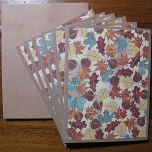 Conjunto de 6 cartões de notas com folhas de outono, cartões de notas em branco em caixa, cartões de notas feitos à mão, cartões de notas com envelopes, cartões de notas em branco, cartões de Ação de Graças, presente