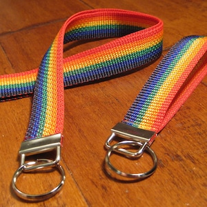 Rainbow Lanyard, Bright, Summer, Handmade Wristlet, Key Fob, Key Chain,ID Badge Holder, Key Ring, Birthday Gift,LGBT Pride, Birthday Gift
