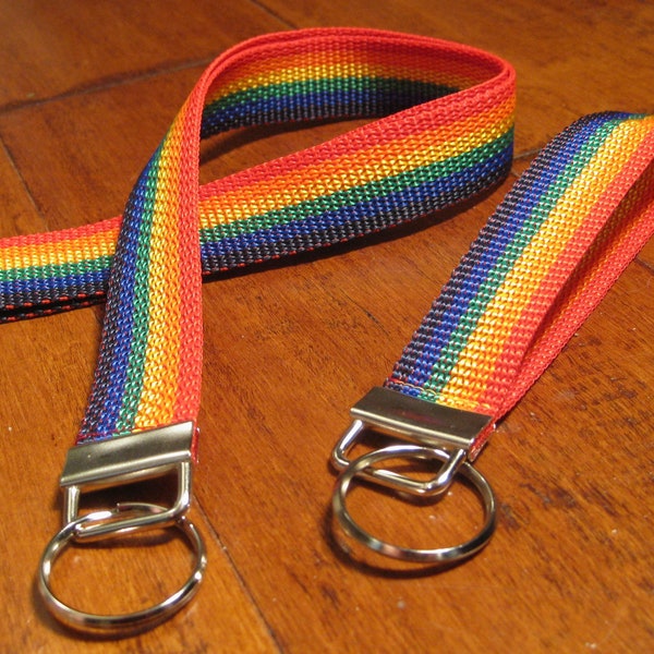 Rainbow Lanyard, Bright, Summer, Handmade Wristlet, Key Fob, Key Chain,ID Badge Holder, Key Ring, Birthday Gift,LGBT Pride, Birthday Gift