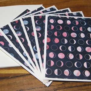 Cartes de correspondance Phases de lune, lot de 6 jeux de cartes de correspondance vierges en boîte, cartes de correspondance faites main, cartes avec enveloppes, cartes de correspondance vierges, cadeau d'anniversaire, bohème