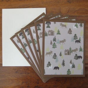 Set van 6 notitiekaarten eland, blanco kaartenset in doos, handgemaakte notitiekaarten, blokhutkaarten met enveloppen, blanco notitiekaarten, chemocadeau