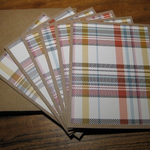 Cartões de anotações xadrez de outono, conjunto de 6 cartões de anotações em branco em caixa, cartões feitos à mão, cartões de anotações de outono com envelopes, cartões de anotações em branco, presente para professor, Ação de Graças
