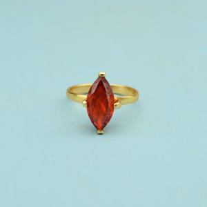 Marquise Garnet Ring: Gold Plated Brass Statement Cocktail Ring