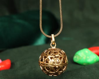 Vintage Gold Filigree Ball Pendant: Handmade Boho Necklace