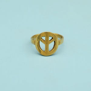 Gold Peace Sign Ring: Handmade Boho Hippie Jewelry