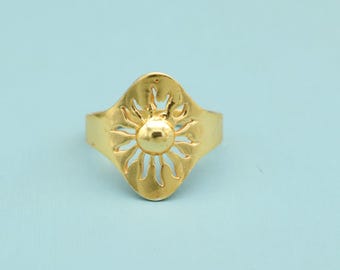 Gold Sunburst Ring: Celestial Boho Statement Jewelry
