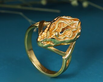 Heilige vrouwelijke ring goudmessing, godin Yoni-ring, goddelijke vrouwelijke sieraden, feministische statementring, boho spiritueel cadeau voor haar