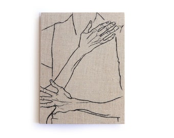Egon Schiele Embroidery Art / Hand embroidery / Wall Art / Small Embroidery / 6 in. x 8 in / 15 cm x 20 cm / MADE TO ORDER