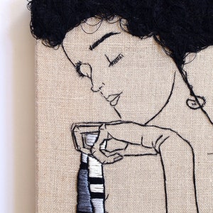 Egon Schiele Embroidery Art / Hand embroidery / Wall Art / Small Embroidery / 6 in. x 8 in / 15 cm x 20 cm image 3
