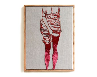 Egon Schiele Embroidery Art / Hand embroidery / Wall Art / Framed Embroidery / 9 in. x 12 in / 24 cm x 32 cm / MADE TO ORDER