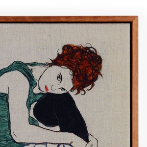 Egon Schiele Embroidery Art / Hand embroidery / Wall Art / Framed Embroidery / 9 in. x 12 in / 24 cm x 32 cm / MADE TO ORDER imagem 2