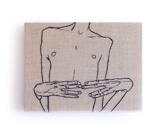 Egon Schiele Hands Embroidery Art / Hand embroidery / Wall Art / Small Embroidery / 6 in. x 8 in / 15 cm x 20 cm / MADE TO ORDER