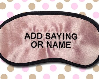 Custom Made Personalized Pink Embroidered Eye Mask - SALE - favorite on pinterest tumblr instagram polyvore
