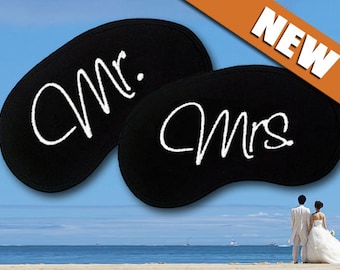 Mr and Mrs Custom Made Embroidered Eye Masks - SALE - favorite on pinterest tumblr instagram polyvore