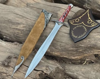Handmade Elven Sting Sword Replica – Steel Blade, Scabbard, Wall Mount