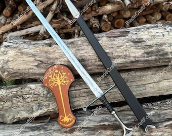 Réplica artesanal de Narsil, espada Andúril de Aragorn, accesorio de fantasía