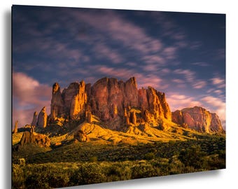 Arizona Superstition Mountains Sunset Lost Dutchman State Park Red Rock Wall Art Photo Print