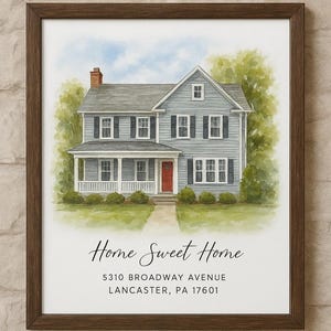 Custom Watercolor House Portrait, Personalized Home Painting, Housewarming Gift, Hand-Painted Art, PDF Download and Print