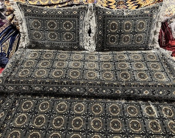 Set of 1 floor sofa cover + 2 double side pillows covers Afghan tohsak, Arabic Moroccan , gift for new afghan couple (cover only 3pcs)