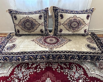 Set of 1 floor sofa cover + 2 double side pillows covers Afghan tohsak, Arabic Moroccan , gift for new afghan couple (cover only 3pcs)