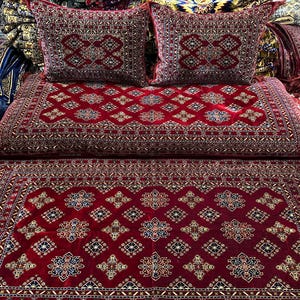 Set of 1 floor sofa cover + 2 double side pillows covers Afghan tohsak, Arabic Moroccan , gift for new afghan couple (cover only 3pcs)